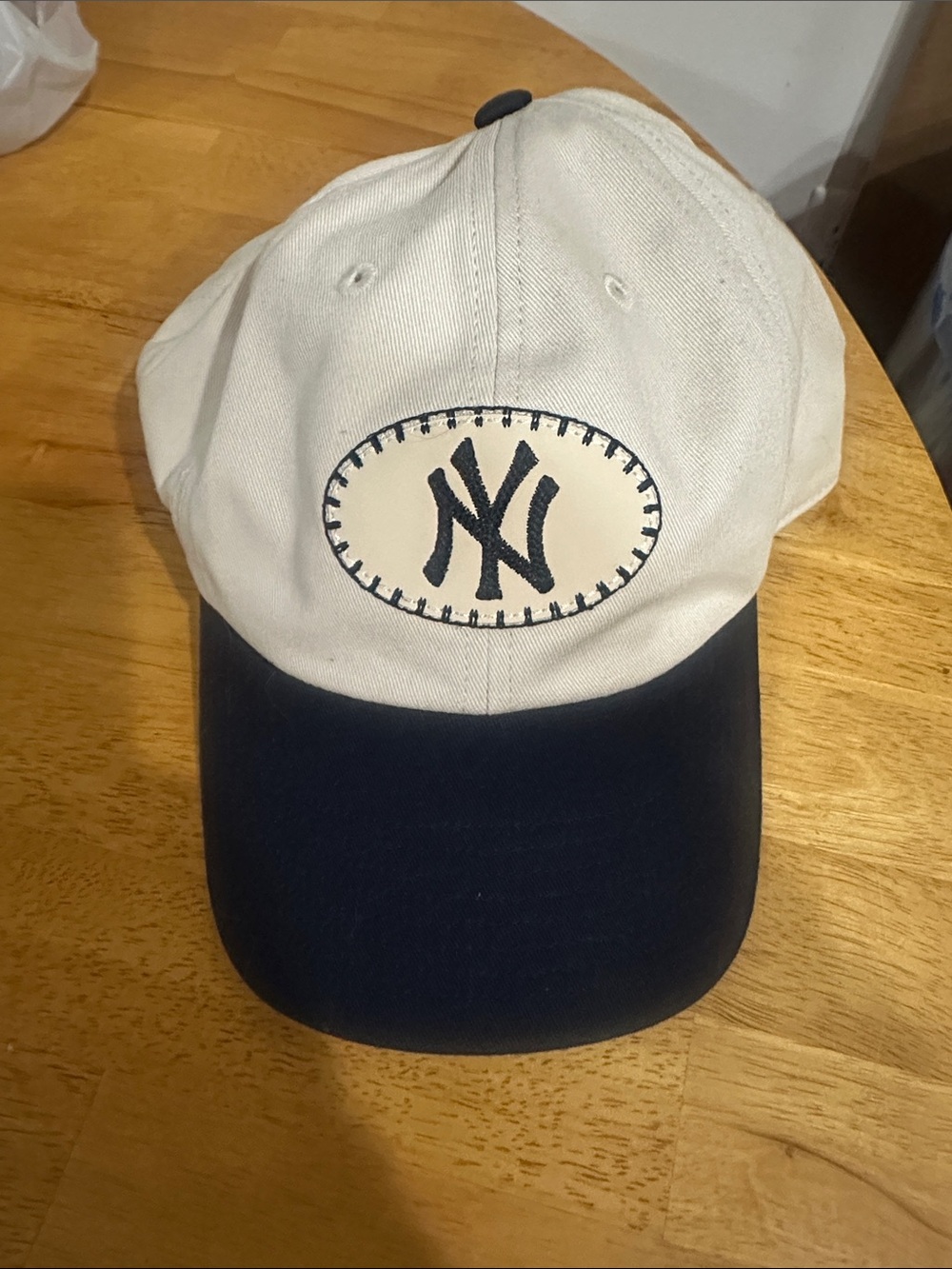 Baseball Cap with NY Logo - White and Navy